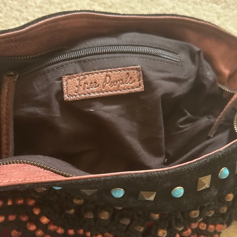 Free People Black and Red Boho Shoulder Bag - Picture 9 of 10
